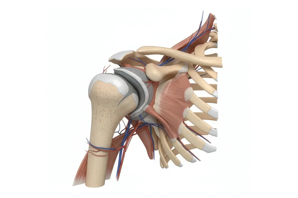 Shoulder anatomy with bones