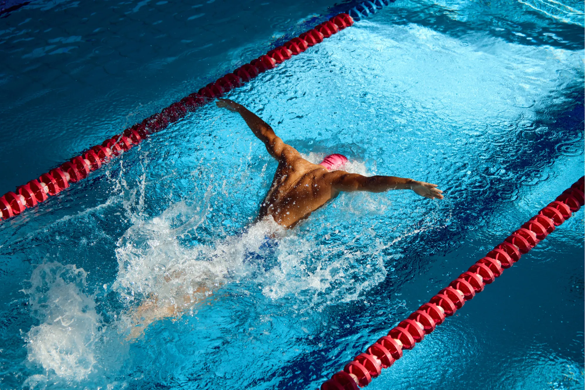 Swimmer with swimmer's shoulder